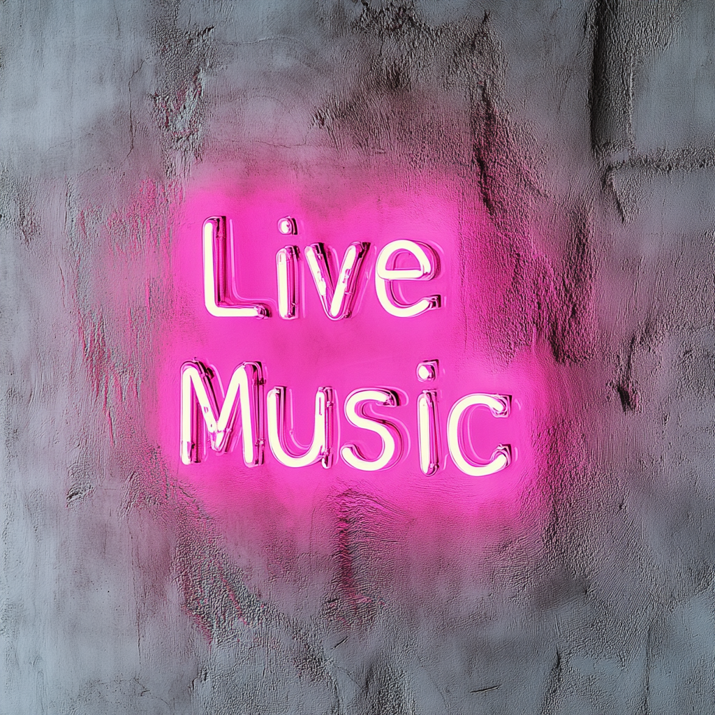 Live Music - Pink Neon Sign, 18 Inches