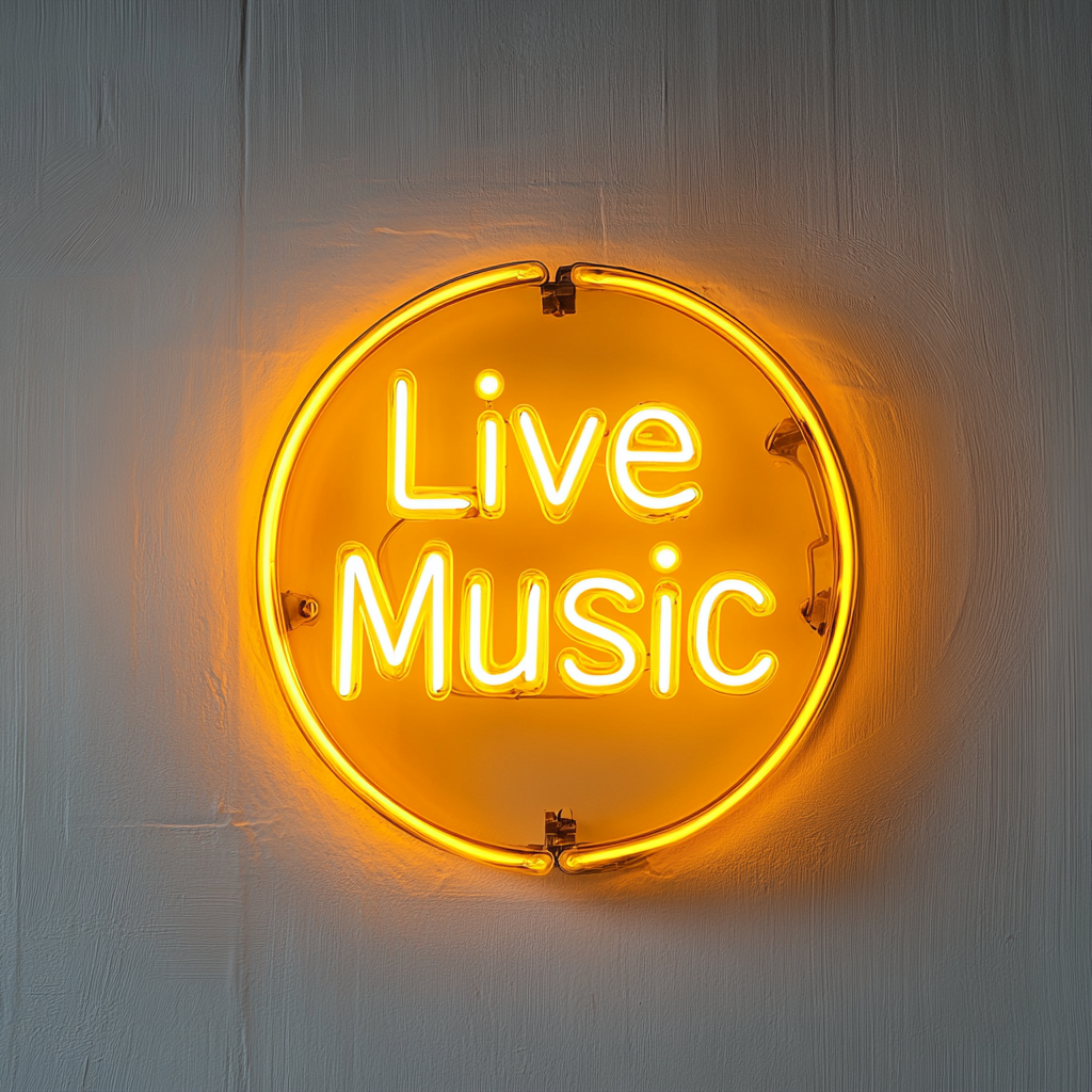 Live Music - Yellow Neon Sign, 18 Inches