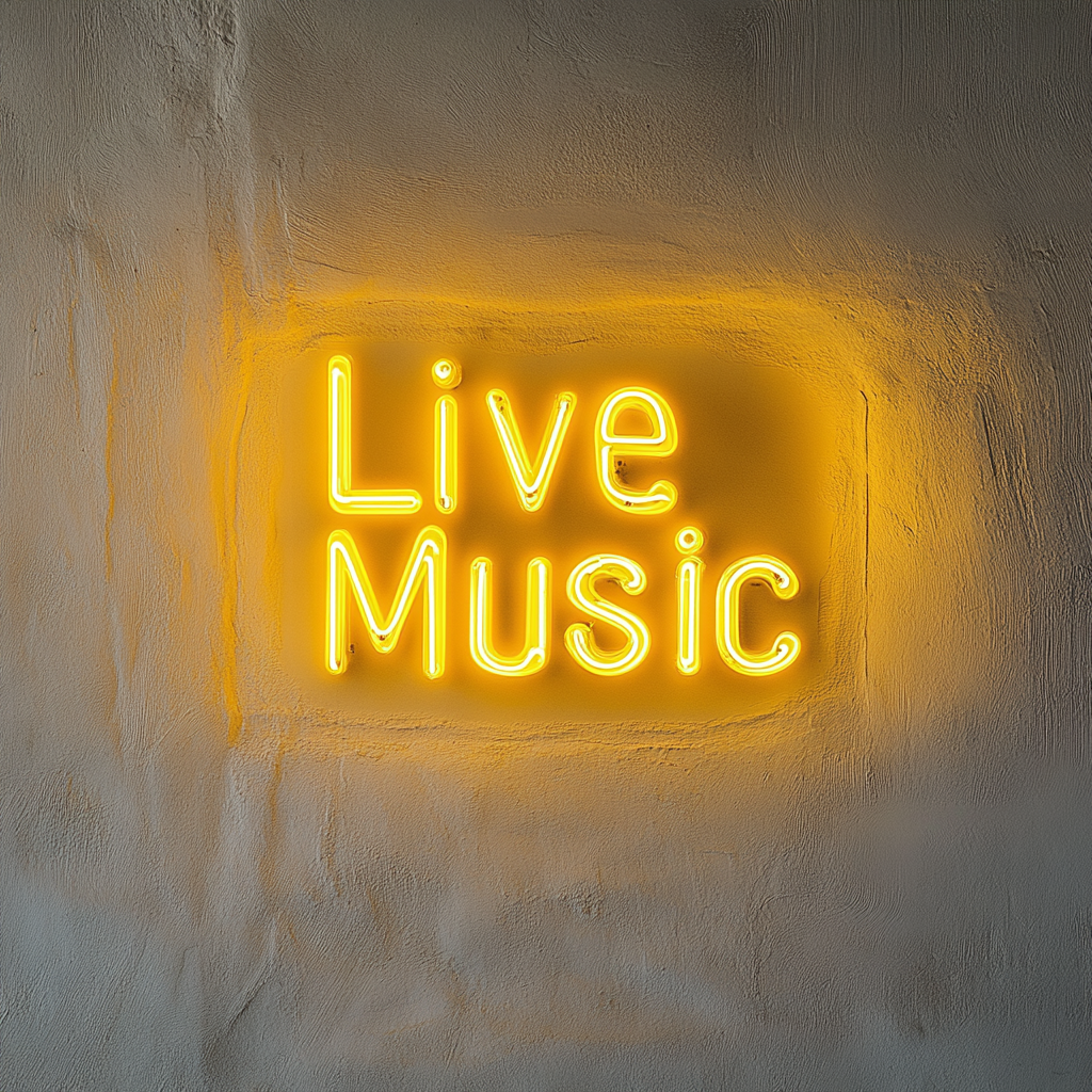 Live Music - Yellow Neon Sign, 18 Inches