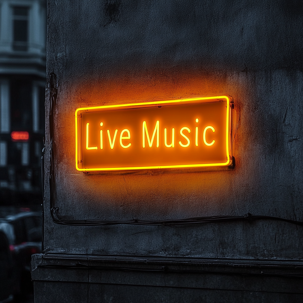 Live Music - Yellow Neon Sign, 18 Inches
