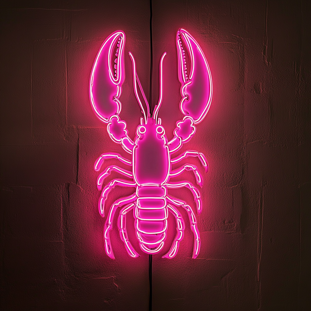 Lobster - Pink Neon Sign, 24 Inches