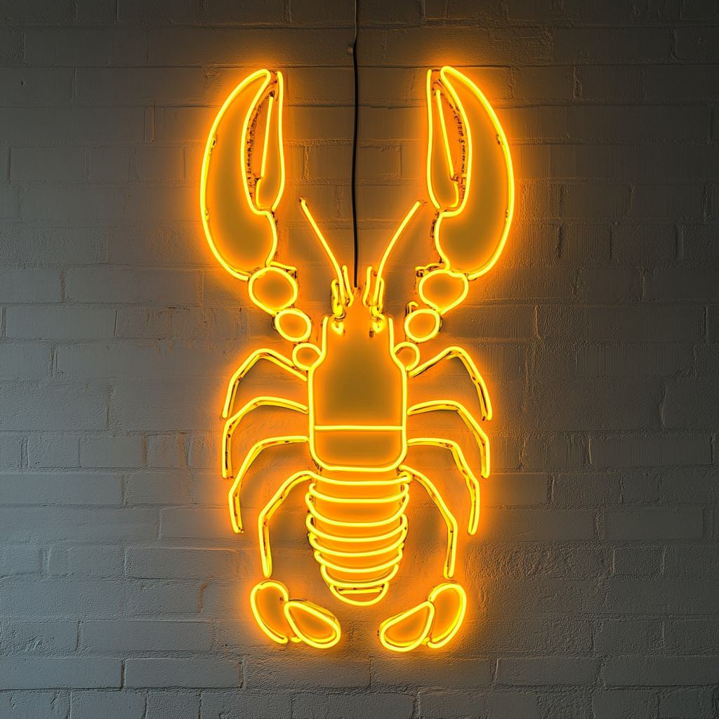 Lobster - Yellow Neon Sign, 18 Inches