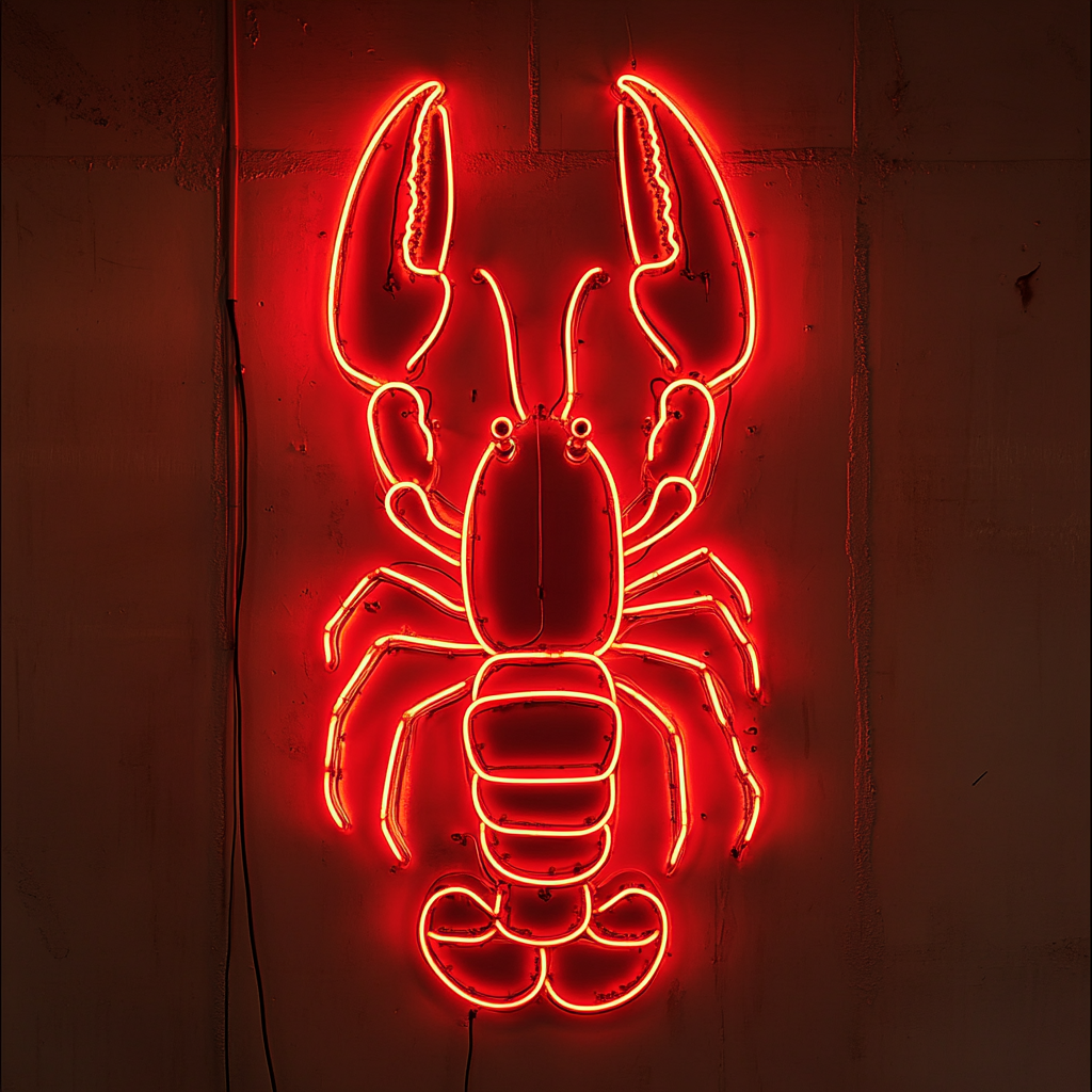 Lobster with Steam - Red Neon Sign, 18 Inches