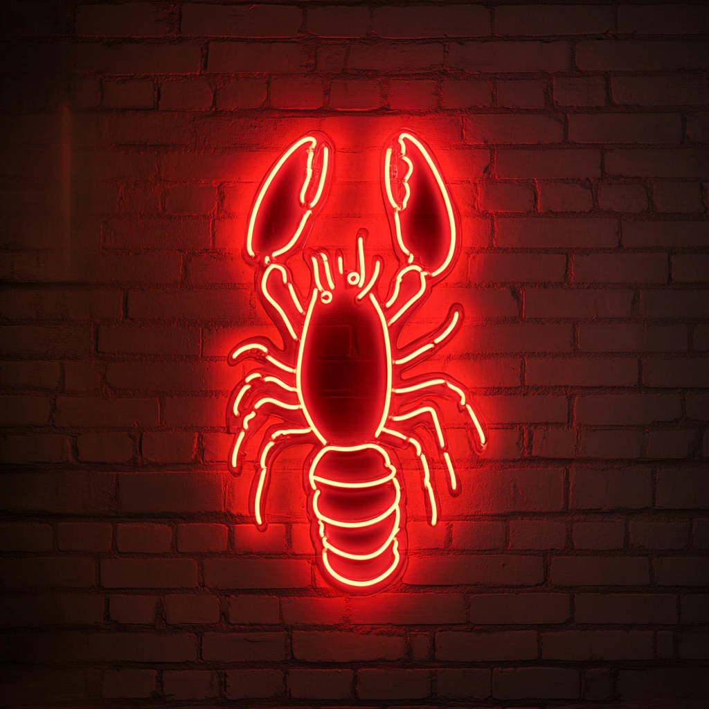 Lobster with Steam - Red Neon Sign, 24 Inches