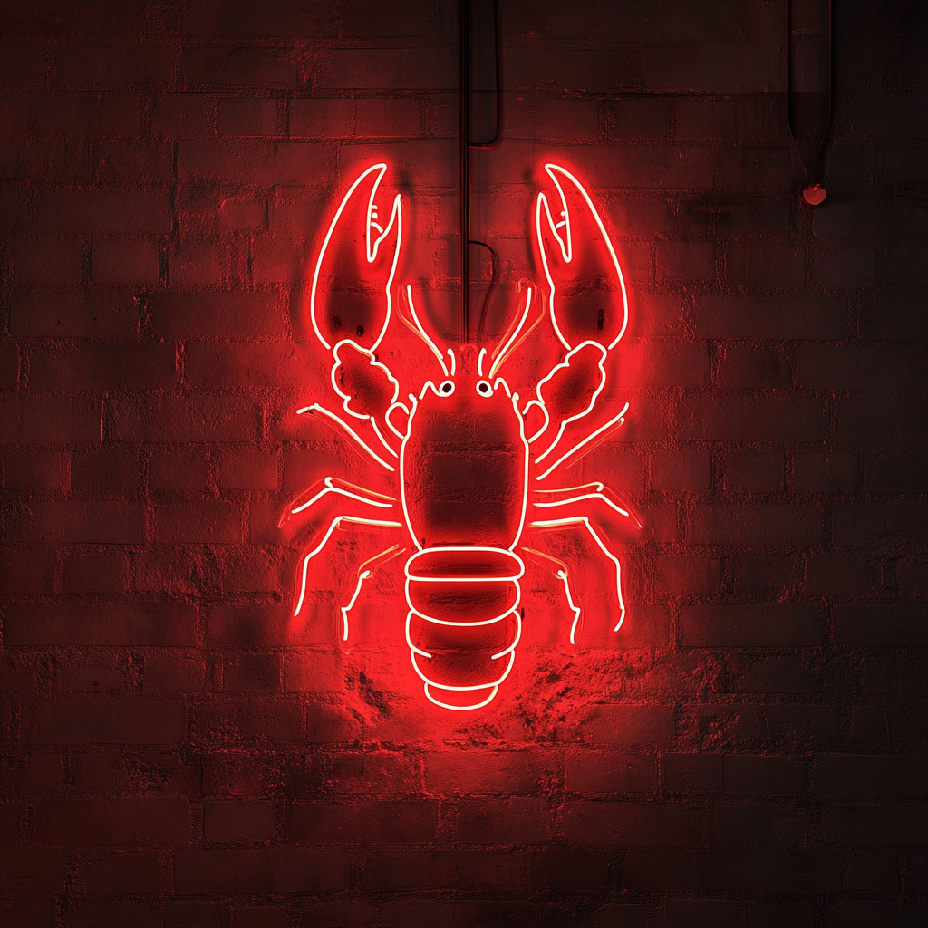 Lobster with Steam - Red Neon Sign, 24 Inches