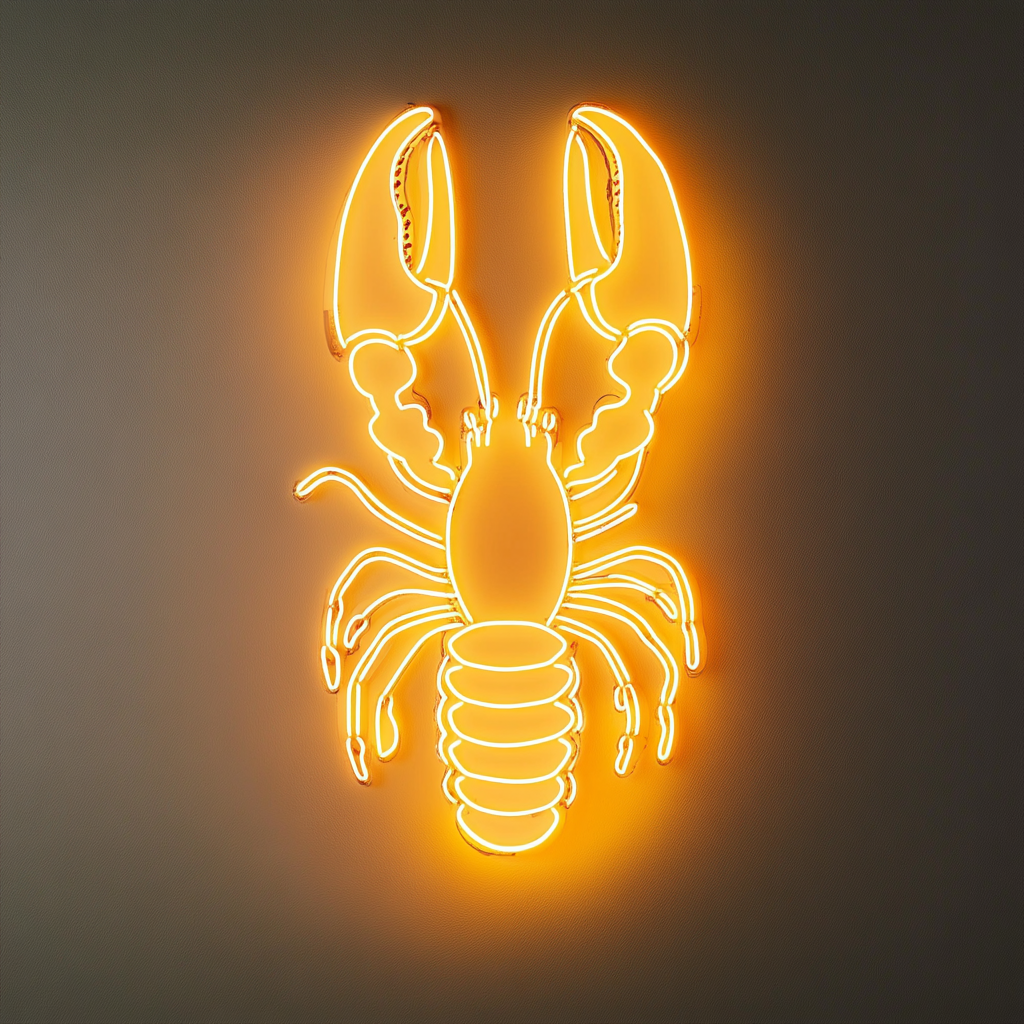 Lobster with Steam - Yellow Neon Sign, 24 Inches