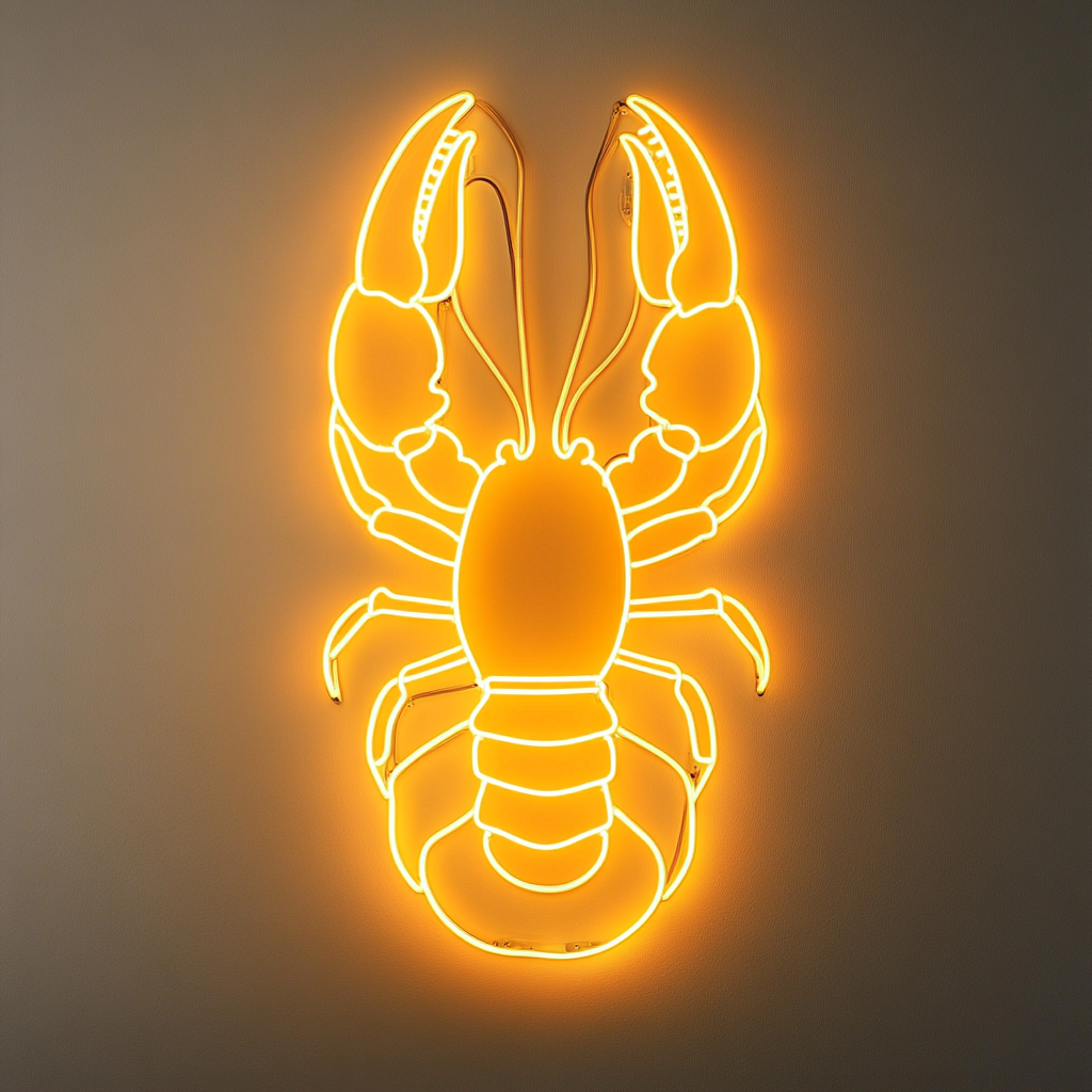 Lobster with Steam - Yellow Neon Sign, 24 Inches