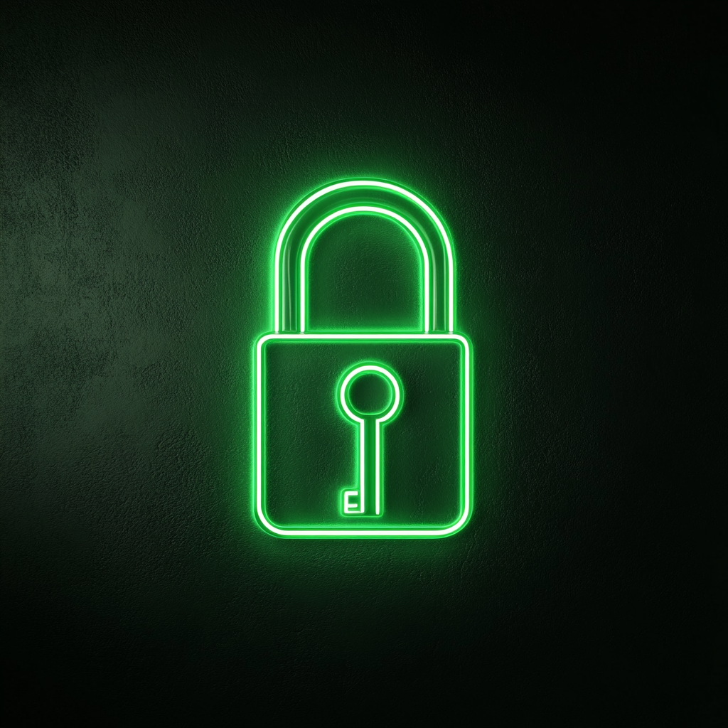 Lock and Key - Green Neon Sign, 18 Inches