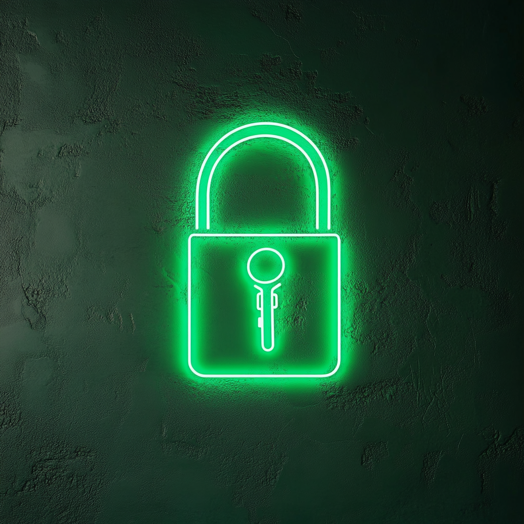 Lock and Key - Green Neon Sign, 18 Inches