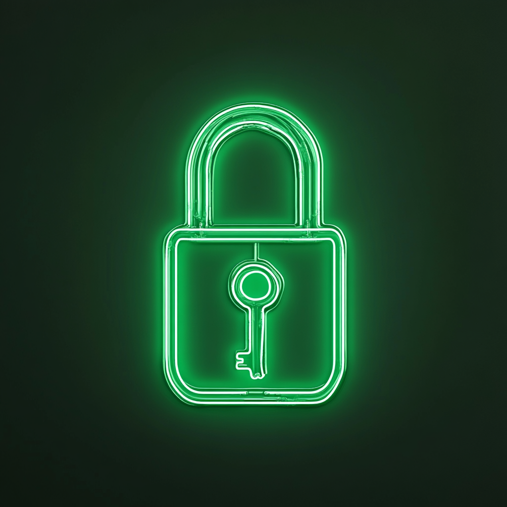 Lock and Key - Green Neon Sign, 18 Inches