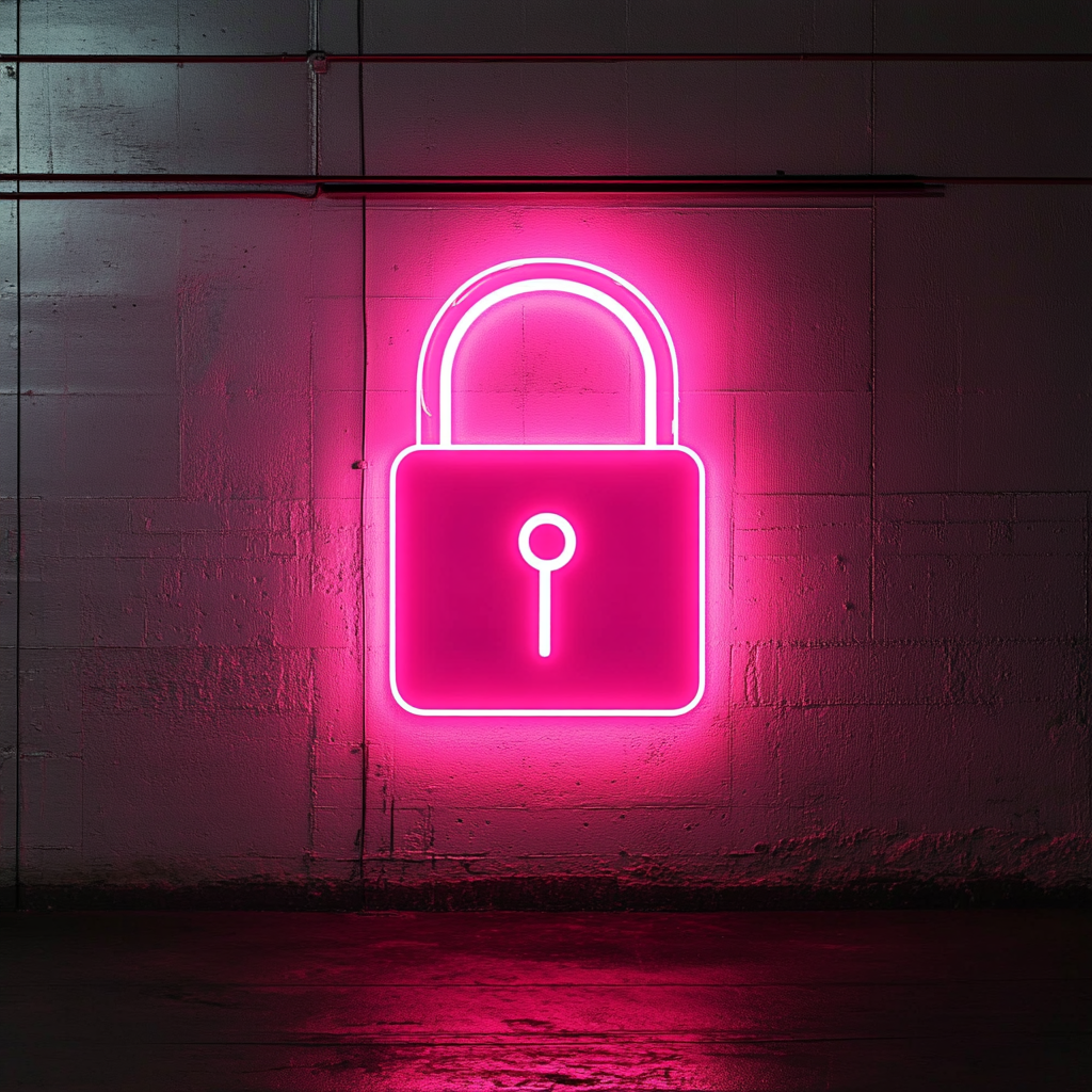 Lock and Key - Pink Neon Sign, 18 Inches