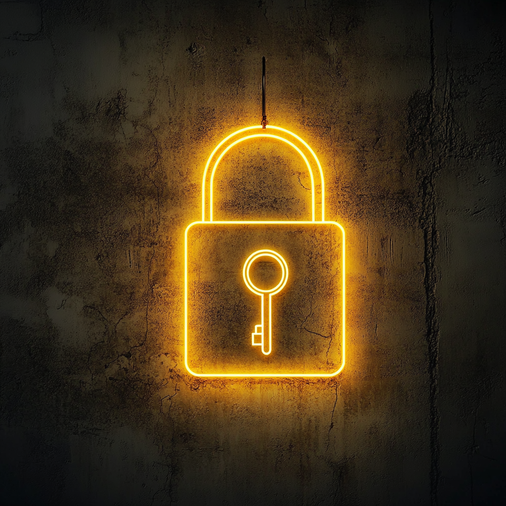 Lock and Key - Yellow Neon Sign, 24 Inches