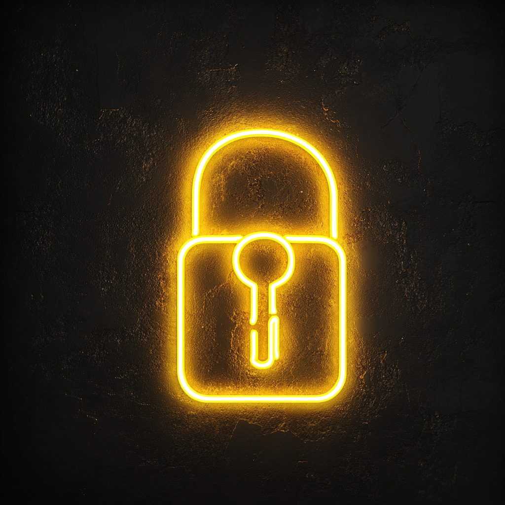 Lock and Key - Yellow Neon Sign, 24 Inches