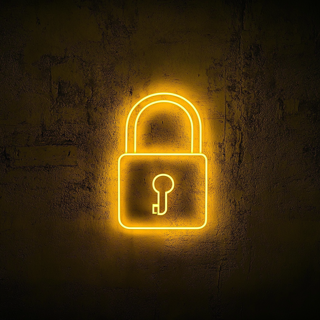 Lock and Key - Yellow Neon Sign, 24 Inches