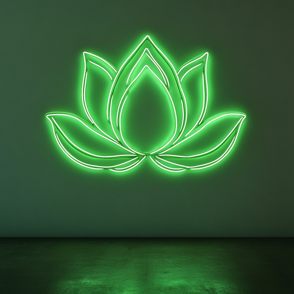Lotus Flower - Green Neon Sign, 24 Inches