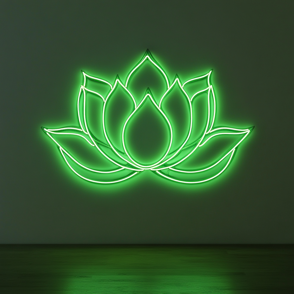 Lotus Flower - Green Neon Sign, 18 Inches