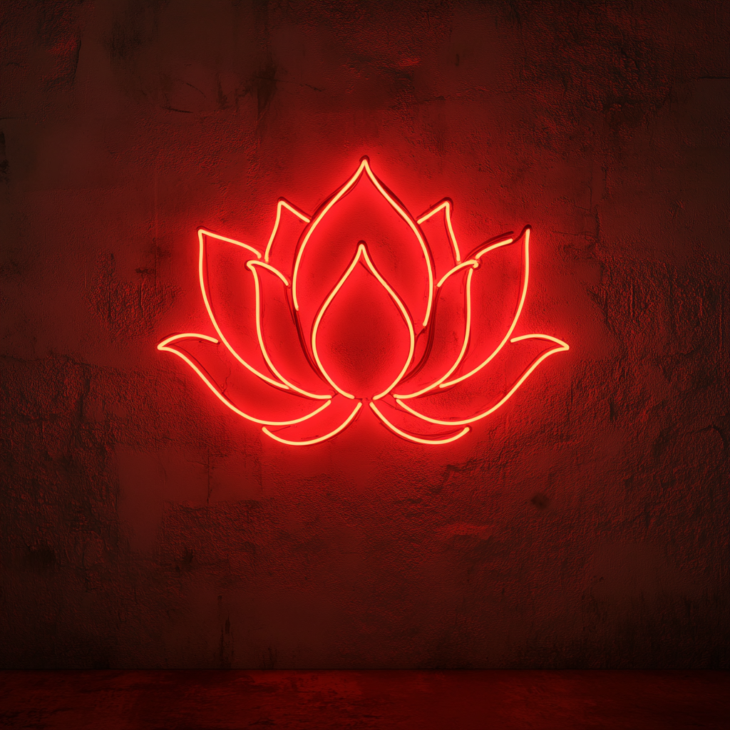 Lotus Flower - Red Neon Sign, 18 Inches