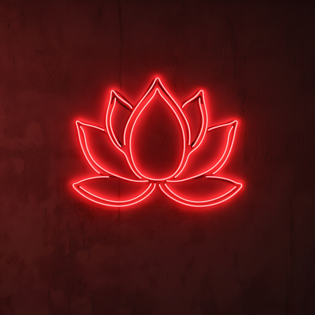 Lotus Flower - Red Neon Sign, 18 Inches