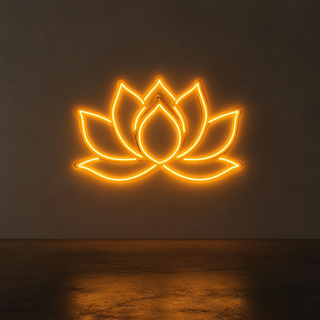 Lotus Flower - Yellow Neon Sign, 24 Inches