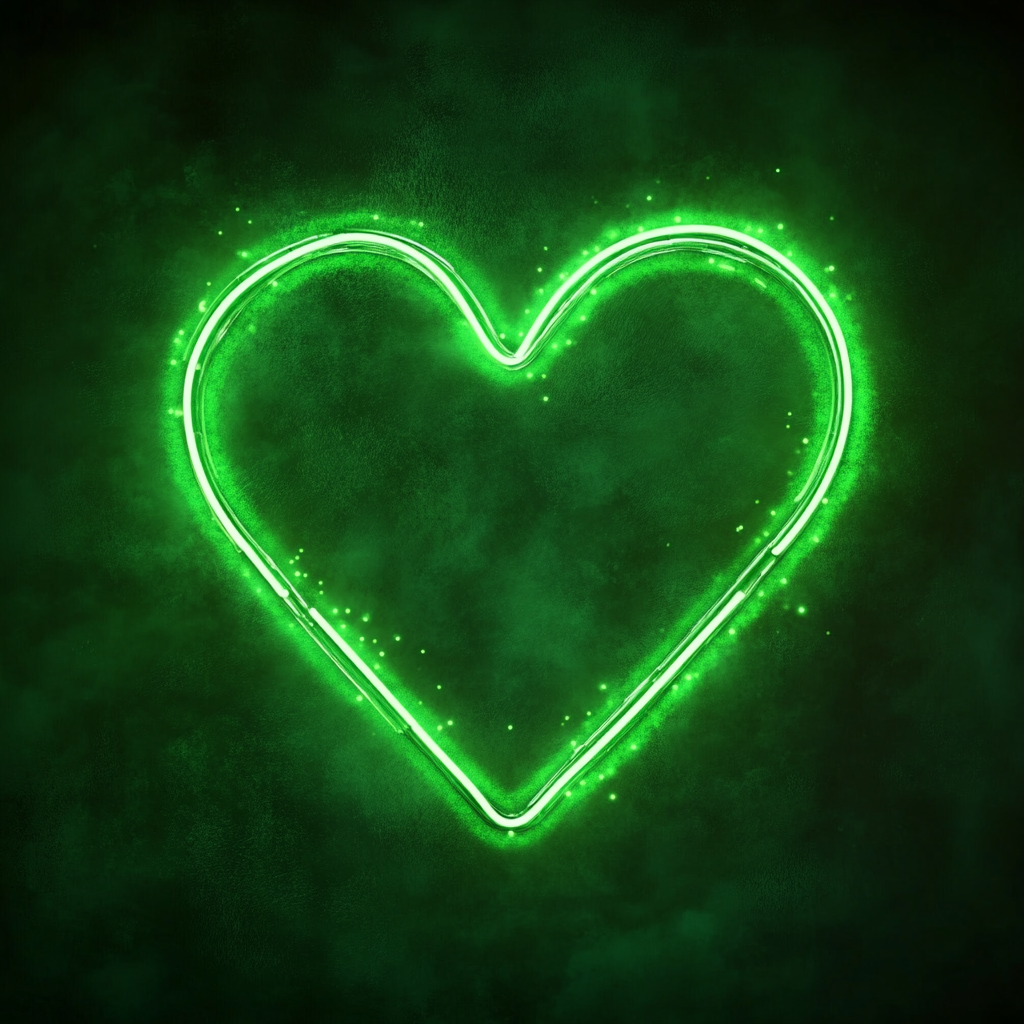 Love Heart with Sparkles - Green Neon Sign, 18 Inches