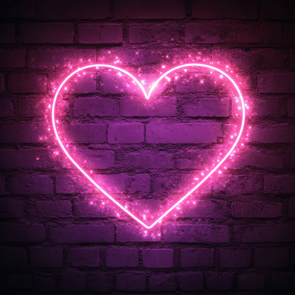 Love Heart with Sparkles - Pink Neon Sign, 24 Inches