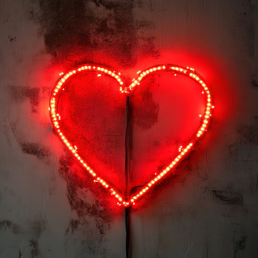 Love Heart with Sparkles - Red Neon Sign, 18 Inches