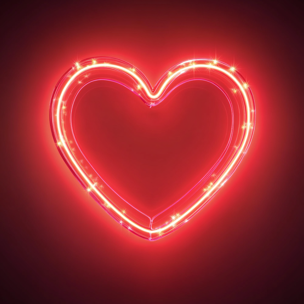 Love Heart with Sparkles - Red Neon Sign, 24 Inches