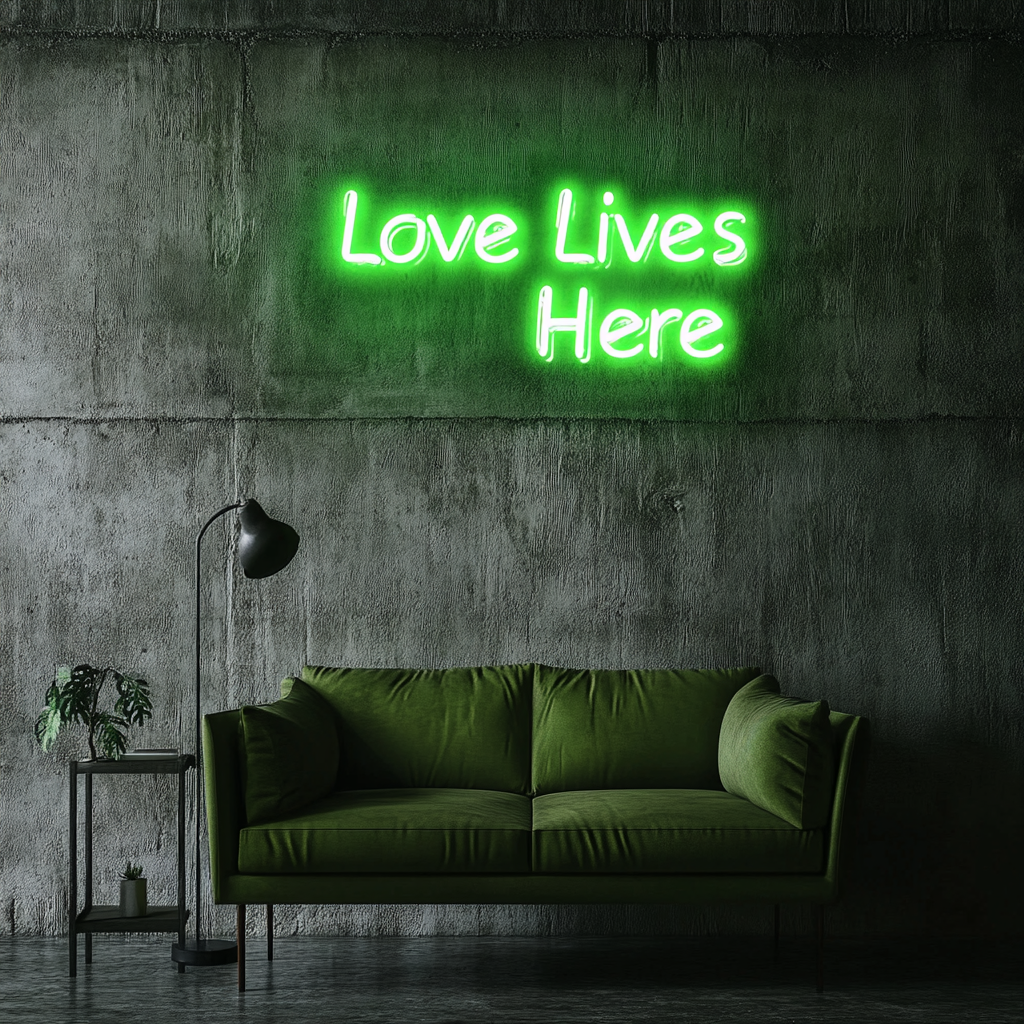 Love Lives Here - Green Neon Sign, 24 Inches