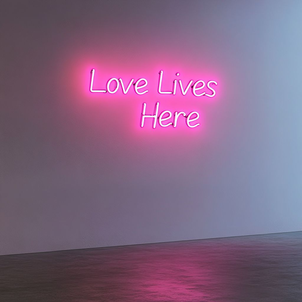 Love Lives Here - Pink Neon Sign, 18 Inches