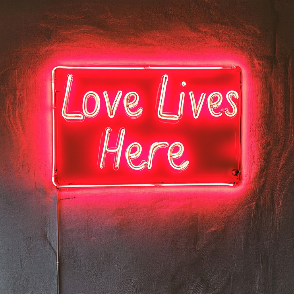Love Lives Here - Red Neon Sign, 18 Inches