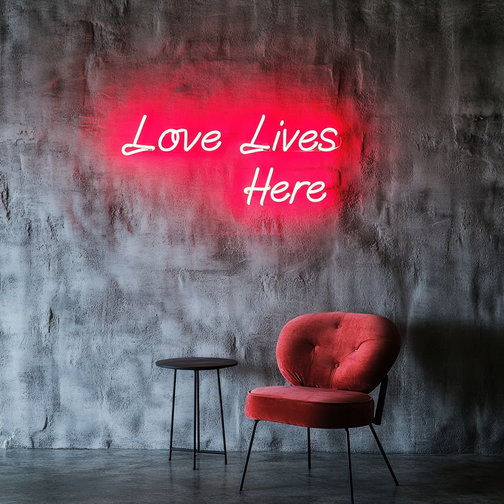 Love Lives Here - Red Neon Sign, 18 Inches