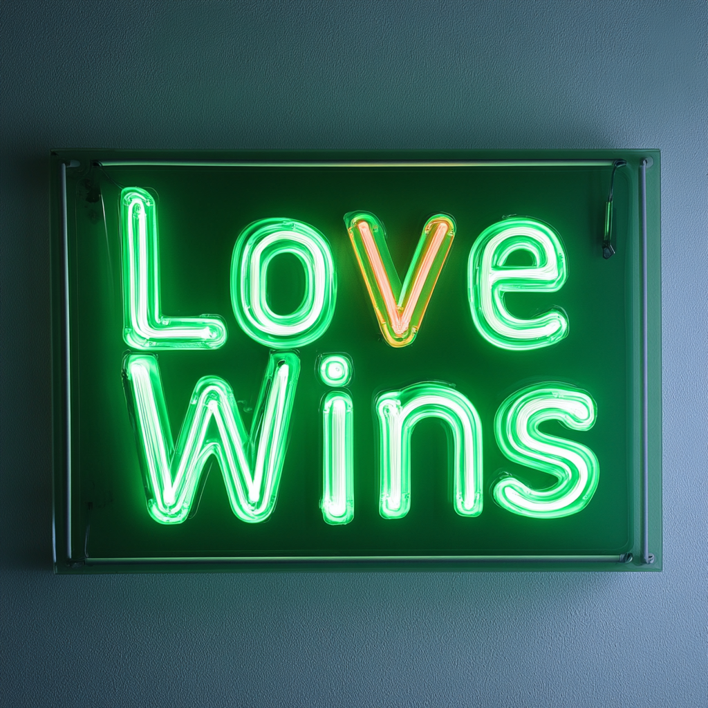 Love Wins - Green Neon Sign, 18 Inches