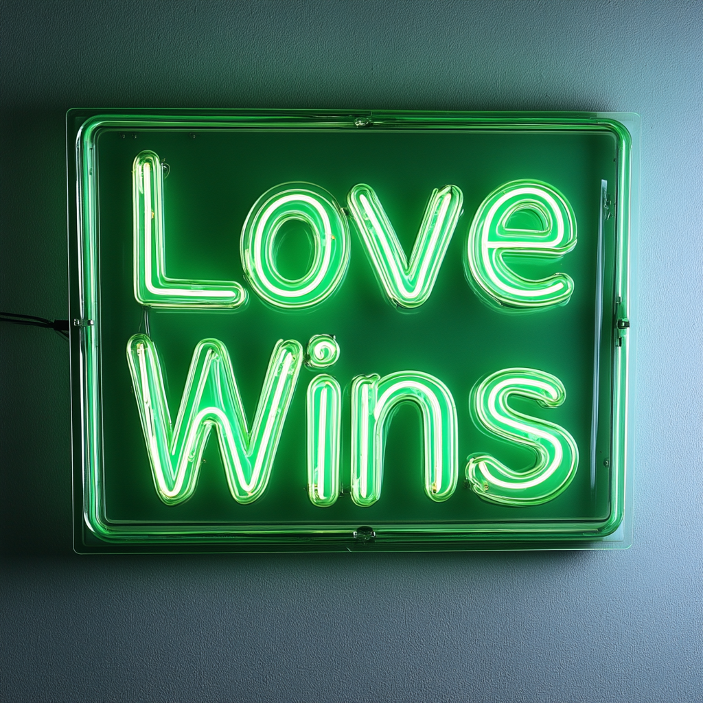Love Wins - Green Neon Sign, 18 Inches