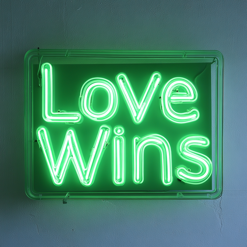 Love Wins - Green Neon Sign, 18 Inches