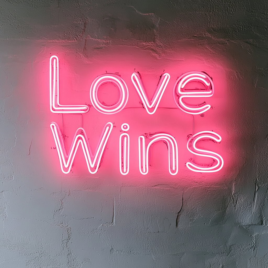 Love Wins - Pink Neon Sign, 24 Inches