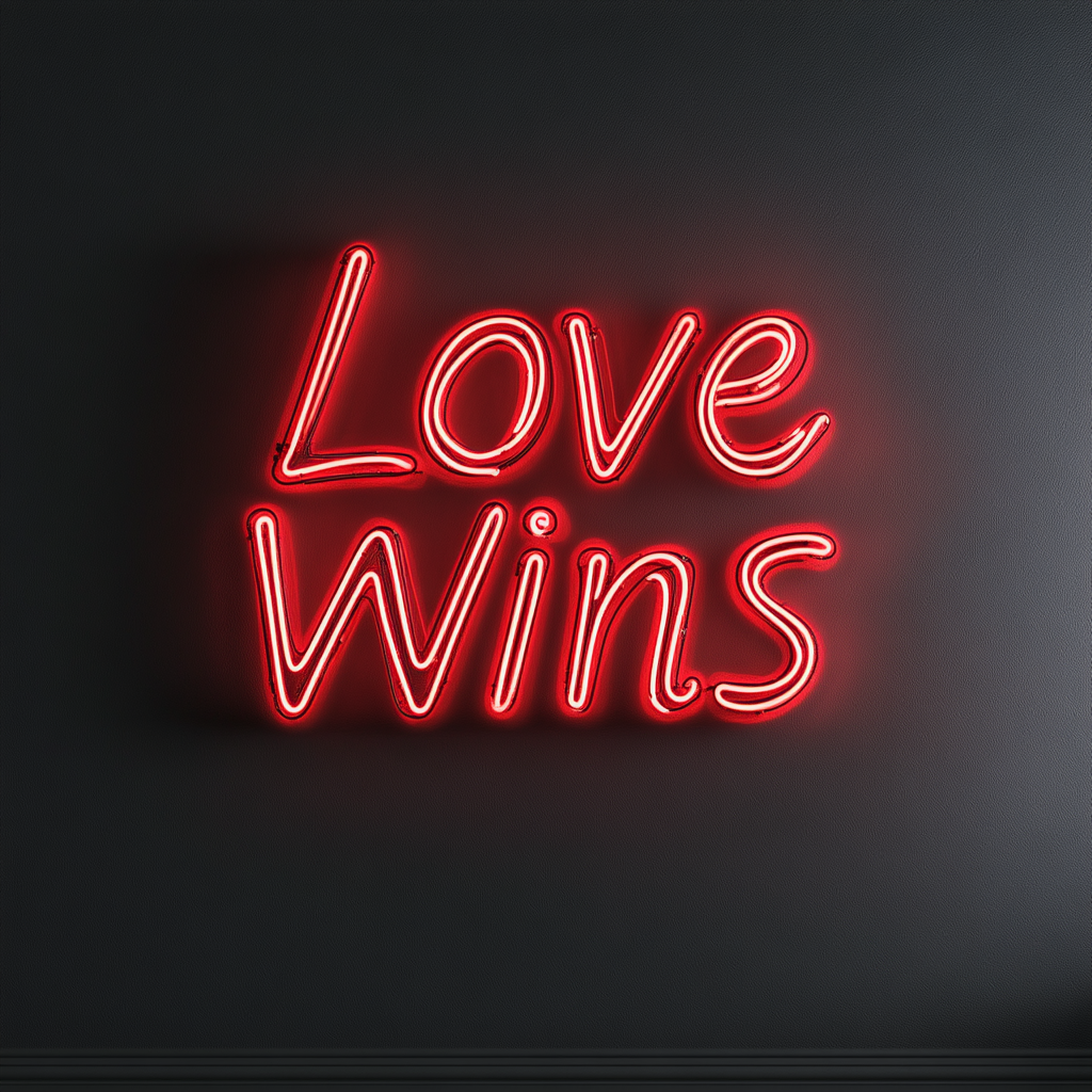 Love Wins - Red Neon Sign, 18 Inches