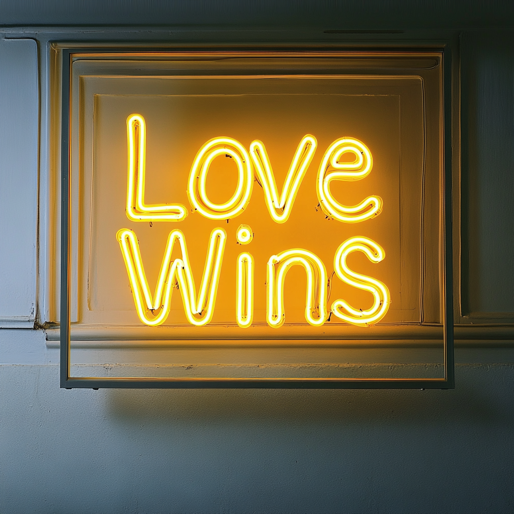 Love Wins - Yellow Neon Sign, 24 Inches