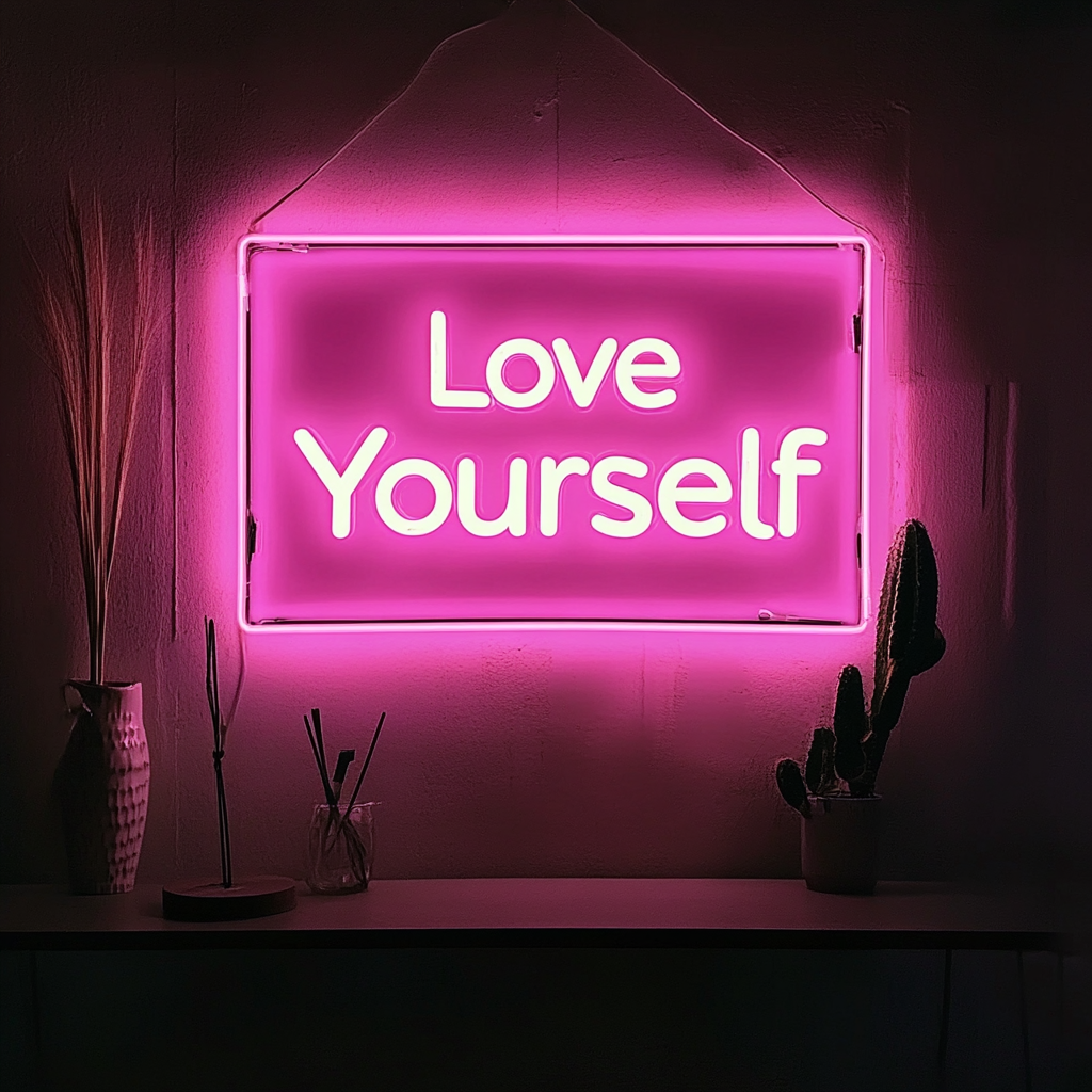Love Yourself - Pink Neon Sign, 18 Inches