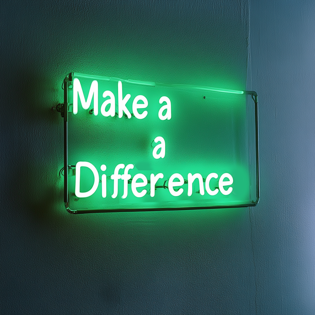 "Make a Difference" - Green Neon Sign, 24 Inches