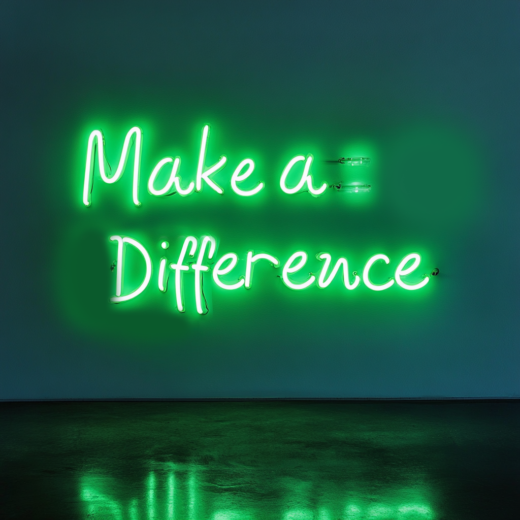 "Make a Difference" - Green Neon Sign, 24 Inches