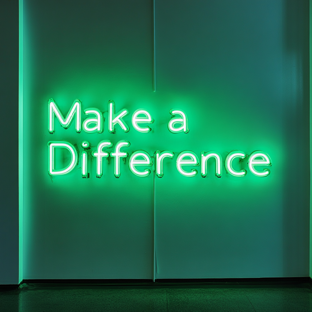 "Make a Difference" - Green Neon Sign, 24 Inches
