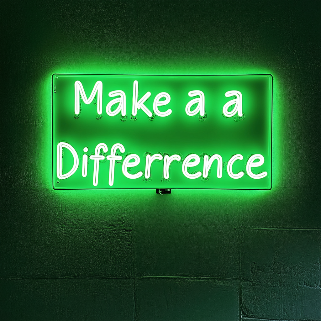 "Make a Difference" - Green Neon Sign, 24 Inches