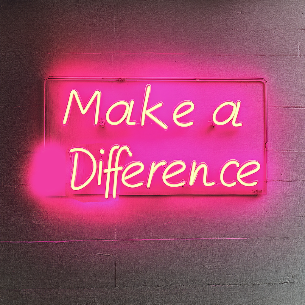 "Make a Difference" - Pink Neon Sign, 24 Inches