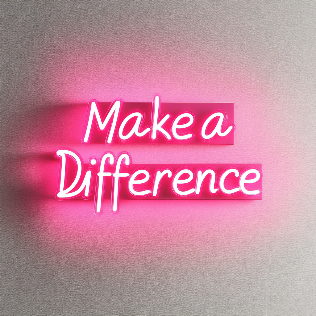 "Make a Difference" - Pink Neon Sign, 18 Inches