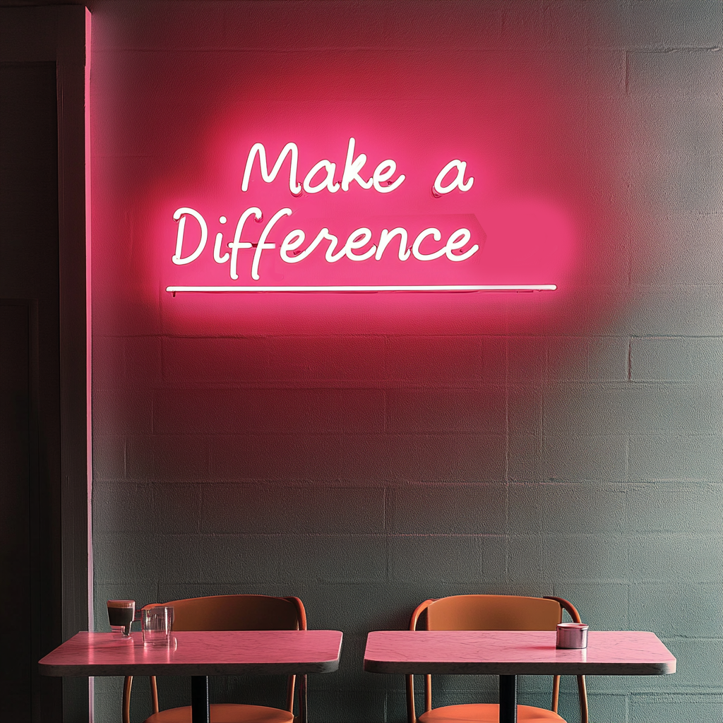 "Make a Difference" - Pink Neon Sign, 24 Inches