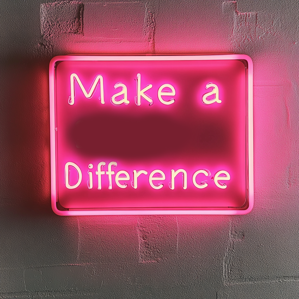 "Make a Difference" - Pink Neon Sign, 24 Inches