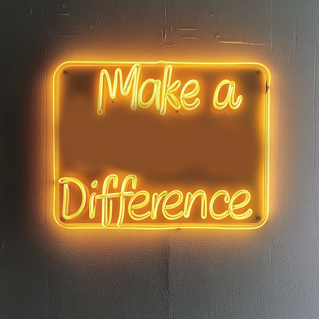 "Make a Difference" - Yellow Neon Sign, 24 Inches