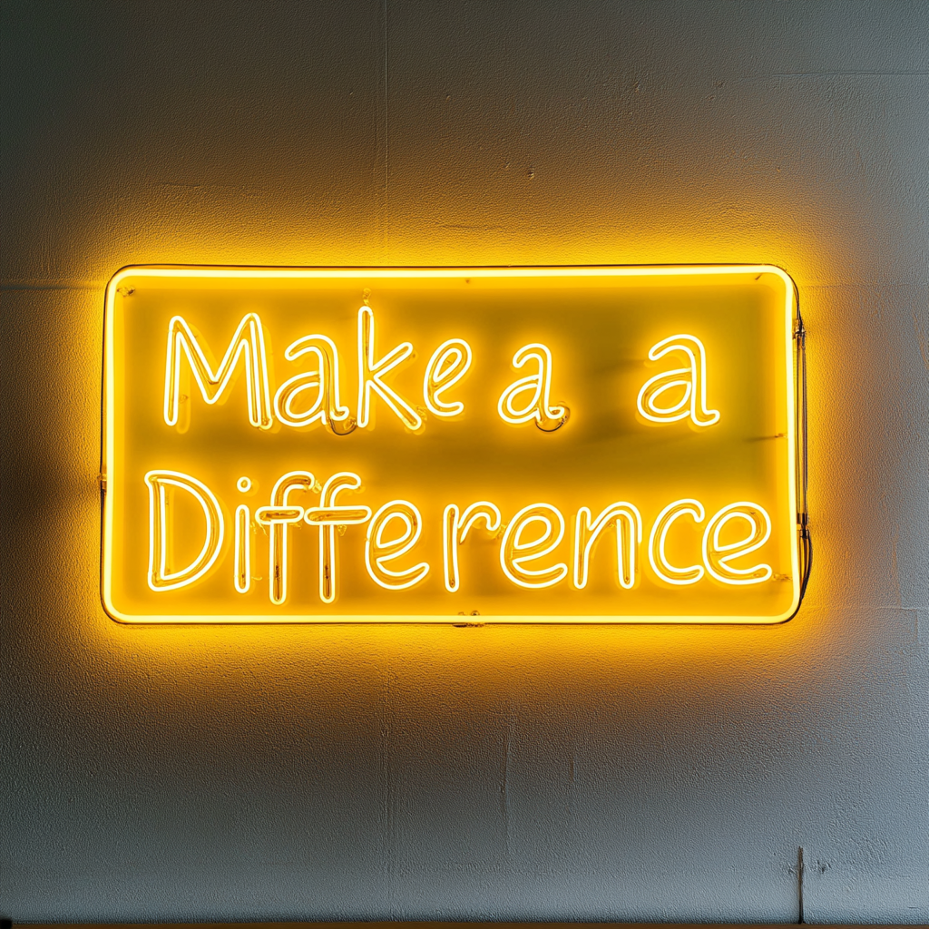 "Make a Difference" - Yellow Neon Sign, 24 Inches