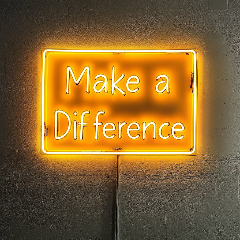 "Make a Difference" - Yellow Neon Sign, 24 Inches