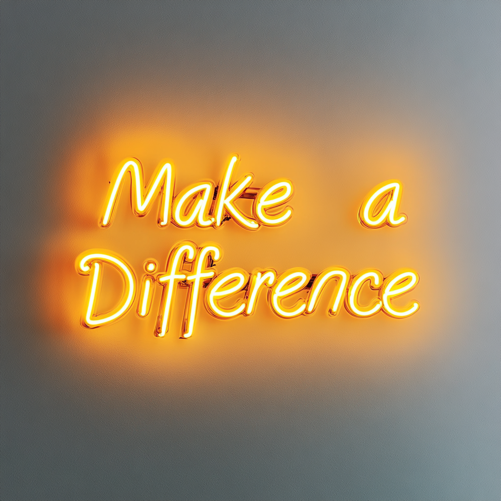 "Make a Difference" - Yellow Neon Sign, 24 Inches